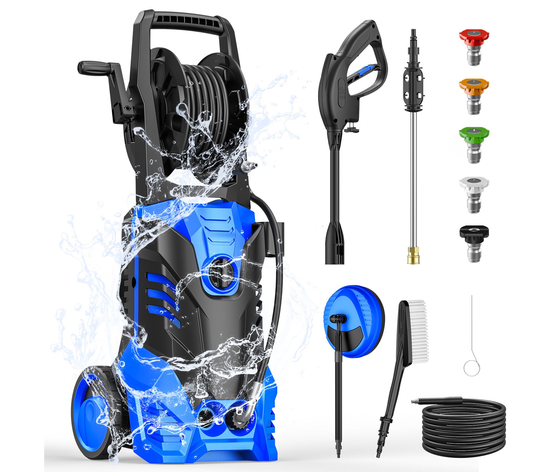 SKONYON Electric Pressure Washer 3500 PSI, 2.4 GPM, 1800W, 26FT Hose, 5 Nozzles, Patio Cleaner & Fixed Brush – Portable for Car, Deck, Driveway