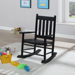Solid Acacia Youth Rocking Chair with Slat Back, Straight Arms and Long Rockers for Living Room - 1 of 4