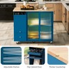 Kitchen Island with Drop Leaf, Led Light Kitchen Cart On Wheels with 2 Fluted Glass Doors Large Kitchen Island Cart with Adjustable Shelf 2 Drawers - 3 of 4