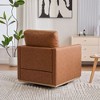 Kumasinova 360° Swivel Chair, Square Accent Chair, Chenille Upholstered Lounge Armchair/Club Chair, Weathered Wooden Base, Removable Back Pillow - 3 of 4