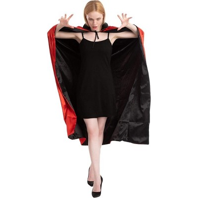 Joyfy Adult Unisex Vampire with Cape and Tattoo Scar,Halloween Cosplay Dress Up Party Supplies,Red And Black Cape Halloween Costumes
