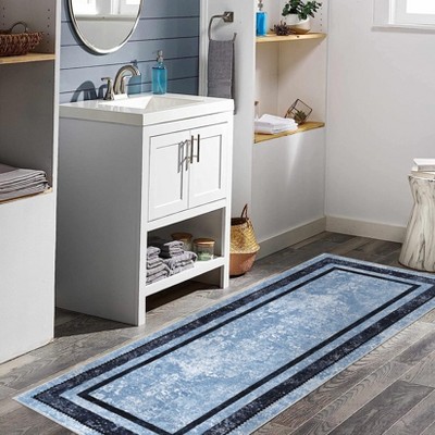 Bordered Area Rugs for Living Room, Modern Machine Washable Non Slip Low Pile Rug for Dining Room Home Office