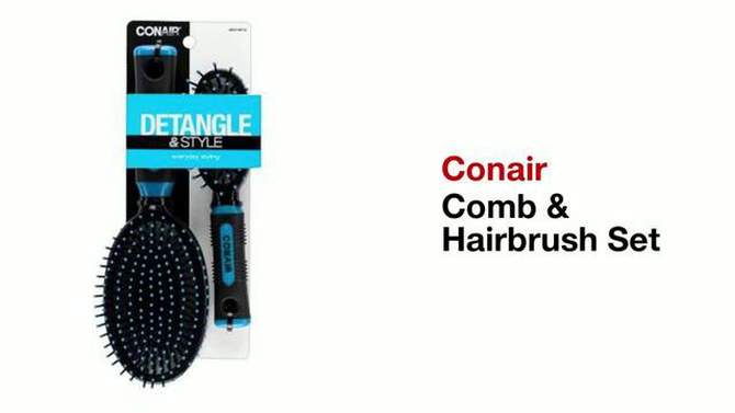 Conair for Men Black Cushion Hairbrush &#38; Combo Set - 2ct, 5 of 6, play video