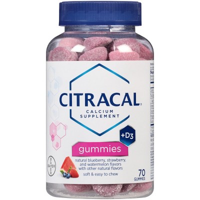 Citracal Calcium & D3 Calcium Easy Chew Gummies - Strawberry, Blueberry & Watermelon - 70ct
