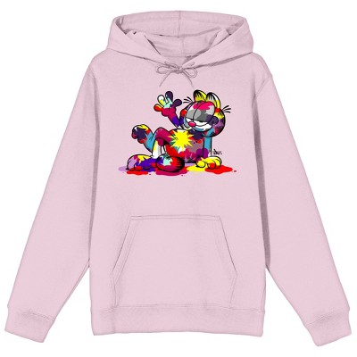 Garfield Multi-colored Paint Long Sleeve Cradle Pink Adult Hooded ...