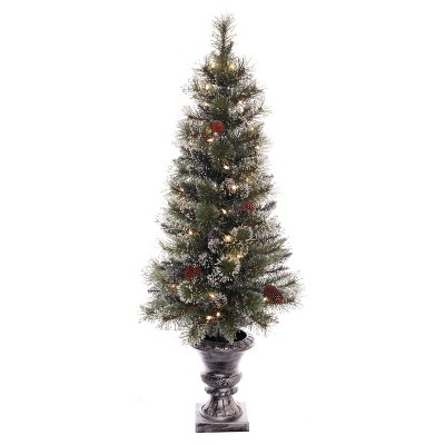 4ft Pre-lit Artificial Potted Snow Mountain Artificial Christmas Tree - Puleo