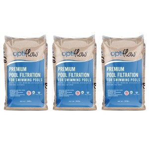 OptiFlow 50 Pound Premium Pool Filtration Angular Sand with Pure Silica Formula for Residential and Commercial Above and In Ground Pools, 3 Pack - 1 of 4