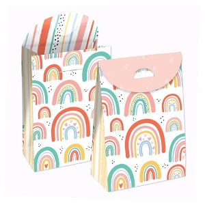 Big Dot of Happiness Hello Rainbow - Boho Baby Shower and Birthday Gift Favor Bags - Party Goodie Boxes - Set of 12 - 1 of 4