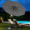 Tangkula 10 FT Solar Patio Umbrella w/ 32 LED Lights 3-Tier Vented Top Tilt Adjustment - 3 of 4
