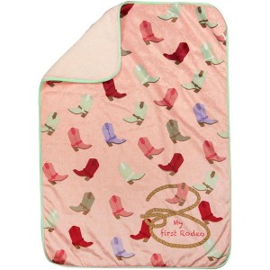 Manual Woodworks and Weavers Baby Blanket – My First Rodeo Pink Boots Fleece Throw, 30 × 40 - 1 of 3