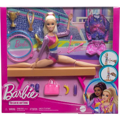 Barbie Gymnastics Playset with Blonde Fashion Doll and Accessories
