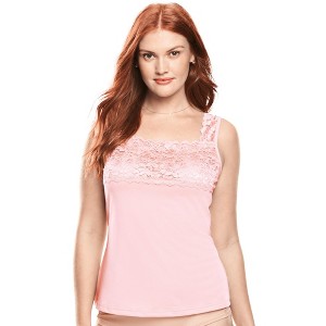 Comfort Choice Plus Size Silky Lace-Trimmed Camisole - 1 of 4