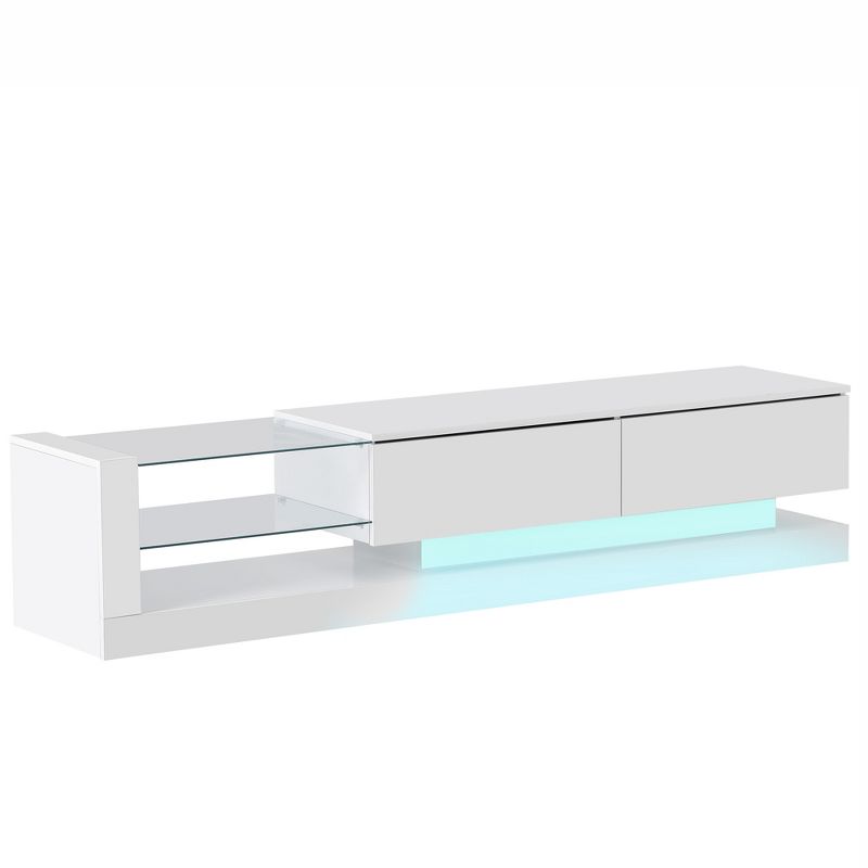 70.8" TV Stand with 2 Media Storage Cabinets and 16-color RGB LED Color Changing Lights for 75 Inch TV 4M - ModernLuxe, 4 of 11