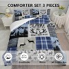 Acoinel 3 Pcs Deer Hunting Patchwork Lightwight Ultra Soft Comforter Set with 2 Pillowcases, TWIN, Blue - 2 of 4