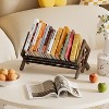 Attop Desktop Bookshelf Organizer, Wood Office Tabletop Book Storage Rack, Tilting Bookcase for Books/CDs/Magazine Display (Black) - 2 of 4
