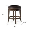 HomeRoots 26" Brown Faux Leather and Solid Wood Backless Counter Height Swivel Bar Chair - 3 of 4