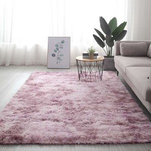YEERSWAG Soft 47x63" Polyester Flax Area Rug Anti-Fouling Non-Slip Modern Carpet Purple Pink - 1 of 4