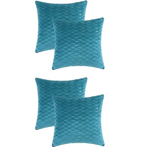Unique Bargains Luxury Textured Cozy Solid Striped Square Pillow Covers for Couch Bedroom 4 Pcs - 1 of 4
