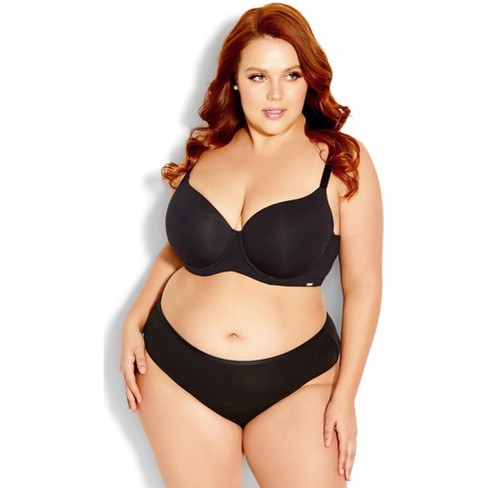 City Chic Plus Size Avril QTR Cup Bra in Black, Size 14 at