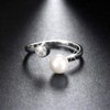 Adjustable Wrap Sterling Silver Ring for Women Pearl & CZ Ginger Lyne Collection - 2 of 4