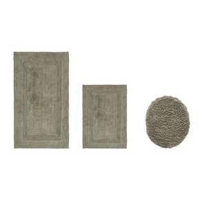 Lux Premium 100% Cotton  Ultra-Soft Tufted Solid Reversible 3 Piece Bath Rug Set, Water-Absorbent, Durable, Machine Washable Bathroom Rug - 1 of 4