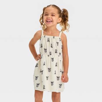 Toddler Girls' Cream Pineapple Gauze Dress - Cat & Jack™ White