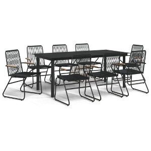 vidaXL Garden Dining Set Set of 9 Black PVC rattan One size fits all - 1 of 4