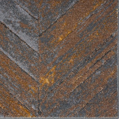 Gray and Bronze Chevron 5' x 7' Synthetic Area Rug