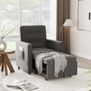 Sleeper Sofa Chair Bed, 3-in-1 Sofa Bed with Comfortable Sponge, 5 Gears Adjustable Backrest Lounge Chair - 1 of 4