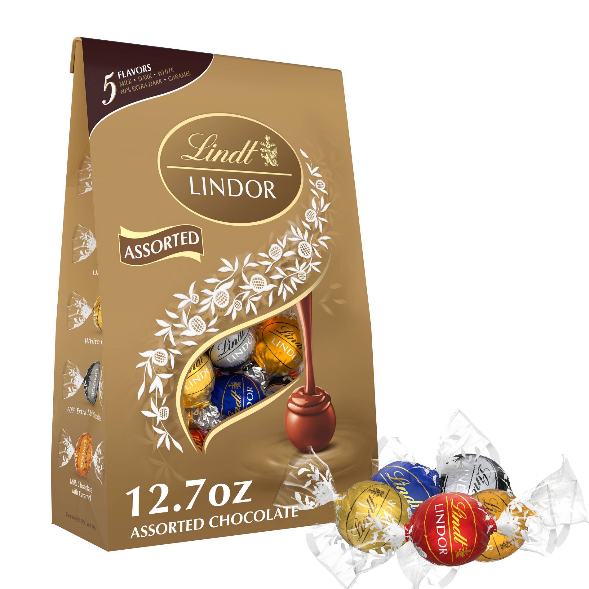 LINDOR, Lindt Gold Assorted Chocolate Bag - 12.7oz