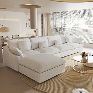 Cloud Couch Modular Sectional Sofa,156" L Shaped Couch, Oversized Down Filled Convertible Wide Seater,4 Seater With Ottoman For Living Room Set - 1 of 4