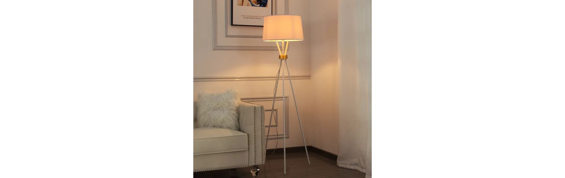 63.2' Tripod Floor Lamp, Over Couch Arched Reading Light for Living Room