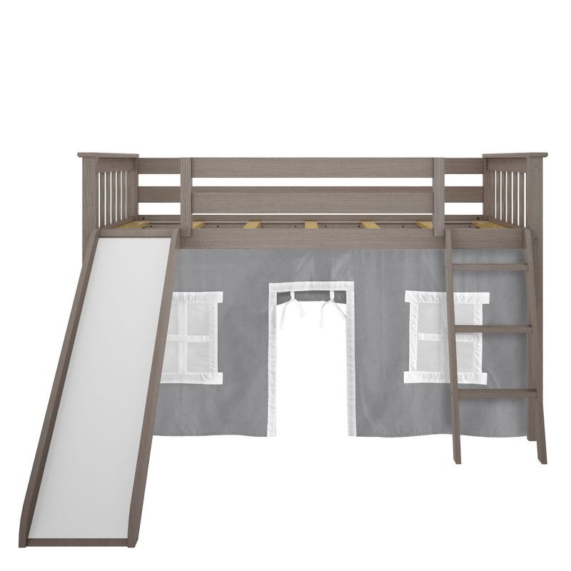 Max & Lily Twin Low Loft with Slide and Curtains, 4 of 9