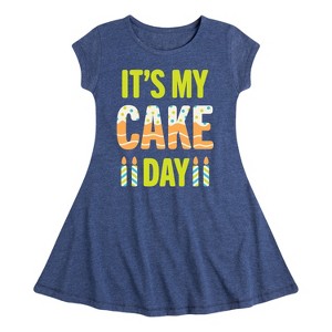 Girls' - Instant Message - Its My Cake Day Fit & Flair Cap Sleeve Graphic Dress - 1 of 4