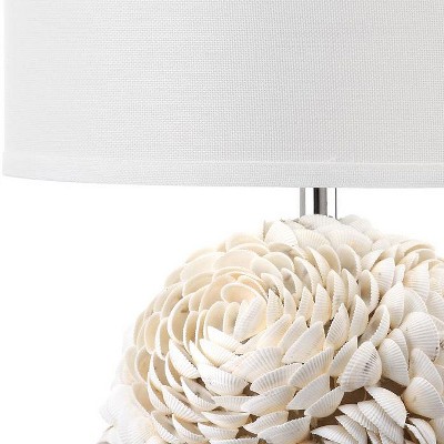Pauley 23-inch White Shell Flower Table Lamp with Cotton Shade