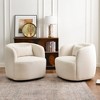 KINWELL Textured Linen Blend Weave Upholstered Swivel Barrel Accent Chair, Set of 2 - 2 of 4
