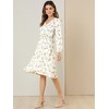 Allegra K Women's Floral Print V-Neck Smocked Waist Midi Dress - 3 of 4