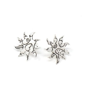 Slickblue 0.75" Alpaca Silver Sunburst Stud Earrings - Artisan-Made with Southwestern Flair, Hypoallergenic Sterling Posts - 1 of 3