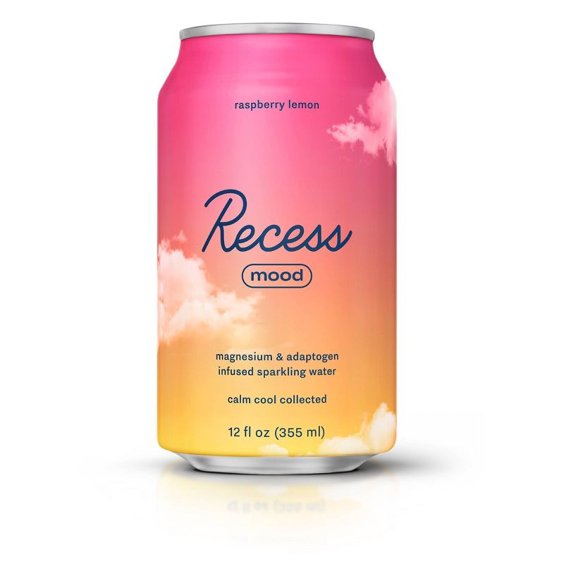 Recess Mood Raspberry Lemon Sparkling Water with Magnesium L Threonate - 12 fl oz Can, 1 of 6