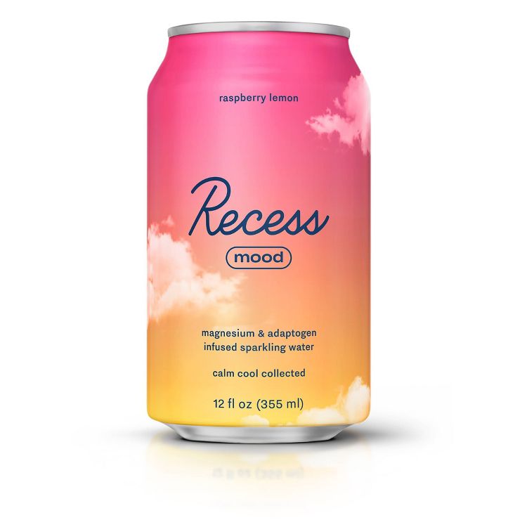 Recess Mood Raspberry Lemon Sparkling Water with Magnesium L Threonate - 12 fl oz Can, 1 of 4