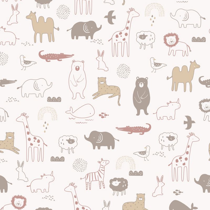 Lambs & Ivy Baby Noah Taupe Elephant/Ark/Rainbow 100% Cotton Fitted Crib Sheet, 5 of 6