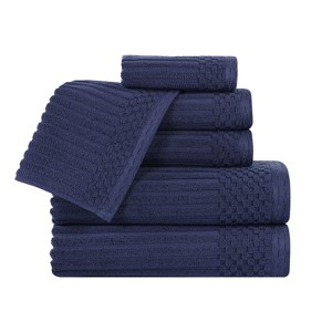 Modern Ribbed Cotton  Assorted Towel Set by Blue Nile Mills - 1 of 4