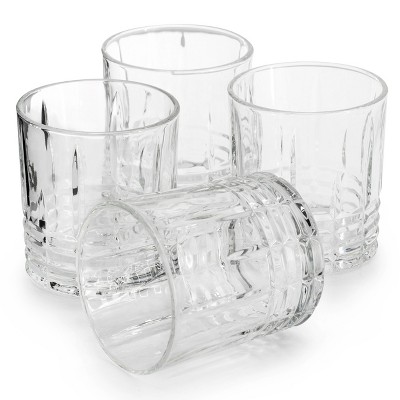 Calista Clear 11.5 Ounce Embossed Glass Tumbler Set, 4-Piece
