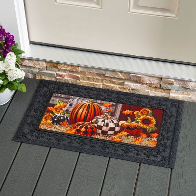 Fall Harvest Pumpkins and Sunflowers Outdoor Doormat