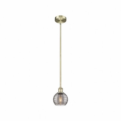 Athens Deco Swirl - 1 Light Stem Hung Mini Pendant In Industrial Style-7.63 Inches Tall and 5.88 Inches Wide