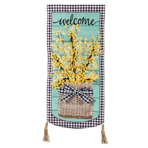 Evergreen Garden Flag Forsythia Basket  Double Sided Indoor Outdoor Decor 18" x 12.5" - 1 of 2