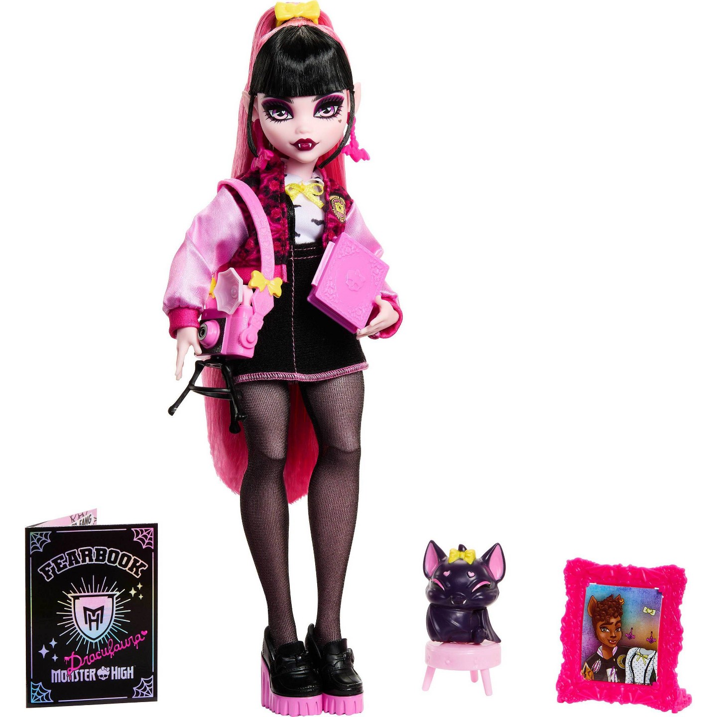 Детская кукла Monster High Fearbook Draculaura Fashion Doll with Yearbook and Photo Fang Club Accessories — фото 1