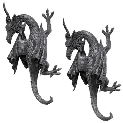 Design Toscano Horned Dragon of Devonshire Wall Sculpture: Set of Two