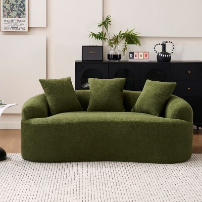Compact Loveseat Sofa with Chenille Upholstery, No-Assembly Medium Firm Cushion for Small Spaces or Apartments-Maison Boucle