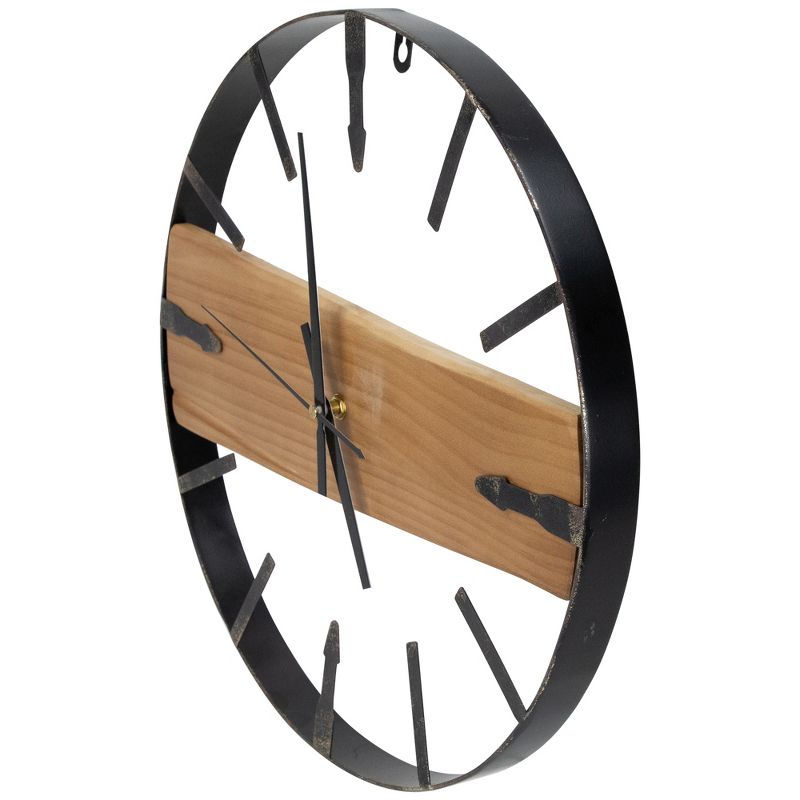 Northlight Rustic Metal Frame Wall Clock -15.75" - Black, 3 of 8